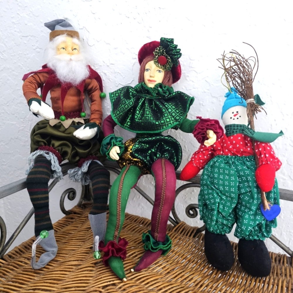 Jester, Santa Claus Elf, Scarecrow Vintage Christmas Mardi Gras Figurines - Picture 2 of 12